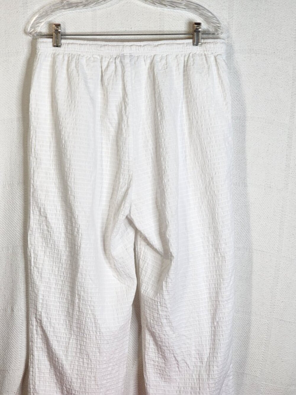 Focus Casual White Preshrunk Cotton Seersucker Drawstring Elastic Waist Pants XL - Picture 11 of 16